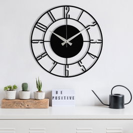 Wallity Enzoclock - S011 Reloj de Pared Decorativo de Metal Negro